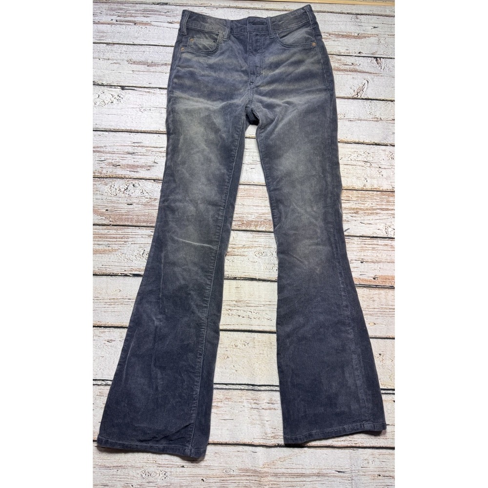 Pilcro Pants Women's‎ Size 25 The Icon Gray Corduroy Flared Mid Rise